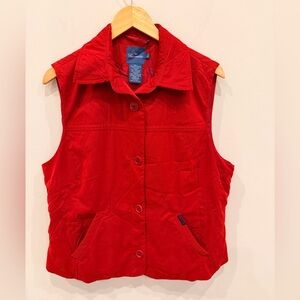 Façonnable Red Quilted Puffer Vest Women’s Large Button Front France